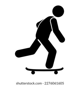 silhouette of a man playing a skateboard. learn skateboard vector illustration icon. skateboarder.skateboarding