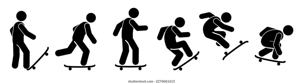 silhouette of a man playing a skateboard. learn skateboard vector illustration icon. skateboarder.skateboarding