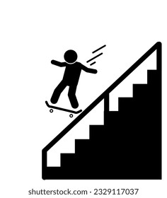 silhouette of a man playing a skateboard. learn skateboard vector illustration icon. skateboarder.skateboarding. pictogram, stickman and stick figure
