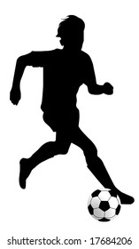 Silhouette of a man playing soccer