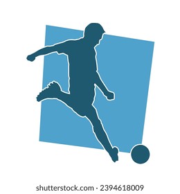 Silhouette of a man playing soccer. Silhouette of a football player in action pose.