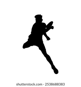 Silhouette of a man playing tennis