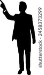  Silhouette of a man pointing at something in the sky