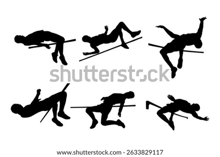 silhouette man pole vault on white background