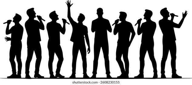 silhouette of a man posing to sing 