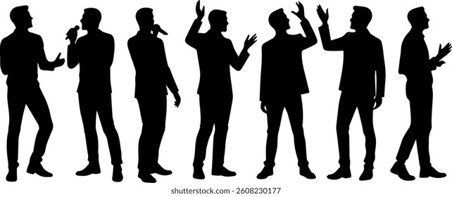 silhouette of a man posing to sing