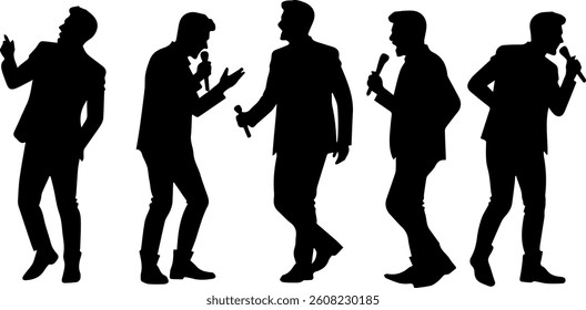 silhouette of a man posing to sing