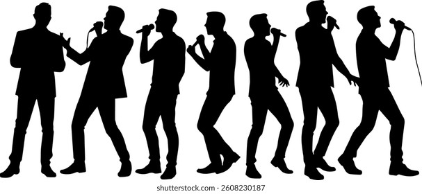 silhouette of a man posing to sing