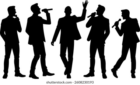 silhouette of a man posing to sing