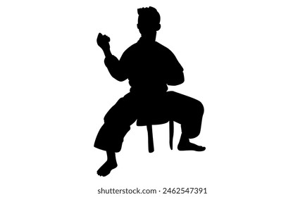 silhouette of man practicing karate combat