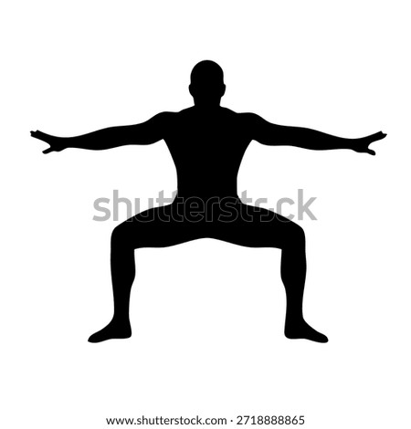 silhouette of a man practicing wide squat for gym and bodybuilding training