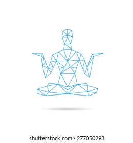 Silhouette man practicing yoga abstract, vector illustration