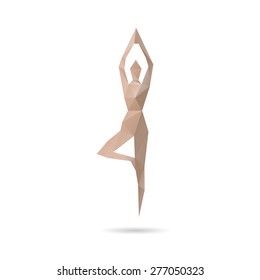 Silhouette man practicing yoga abstract, vector illustration