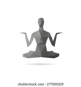 Silhouette man practicing yoga abstract, vector illustration