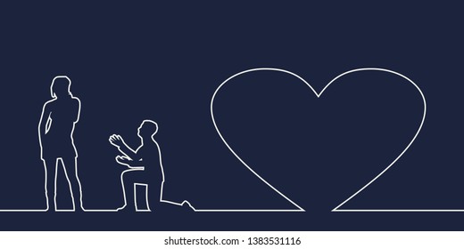 Silhouette of man in prayer pose. Man asking woman to marry him.