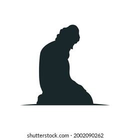 Silhouette of man praying. vector illustration