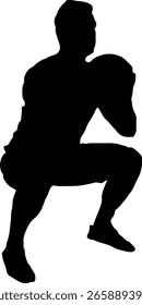 Silueta de un hombre que se prepara para lanzar una pelota de baloncesto en serio.