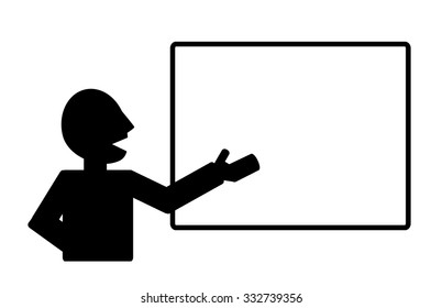 Silhouette of man presenting something on a board vector