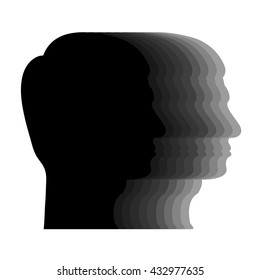 Silhouette of a man in profile. Silhouette of man's head. Abstract Design. Vector illustration.