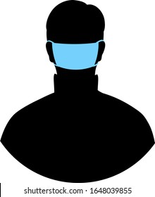 Silhouette of a man in a protective mask. Biological threat