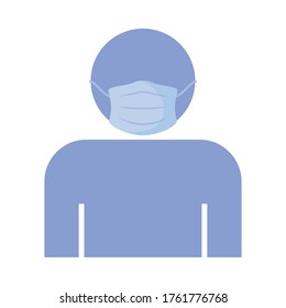 silhouette of a man in a protective mask , flat style icon vector illustration design