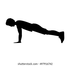 Silhouette With Man Push Ups End Pose