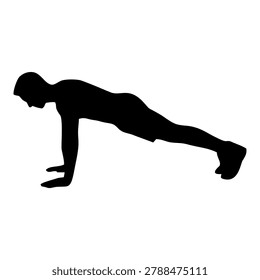 Silhouette of man in pushup position