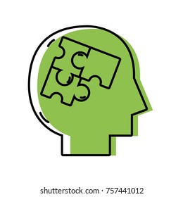 silhouette man with puzzles pieces design inside