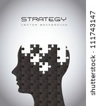 silhouette man with puzzles, strategy. vector illustration