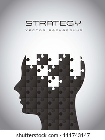 silhouette man with puzzles, strategy. vector illustration