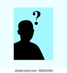 silhouette man with question mark as a head 