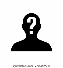 Silhouette Man with Question Mark Symbol Concept of Uncertainty