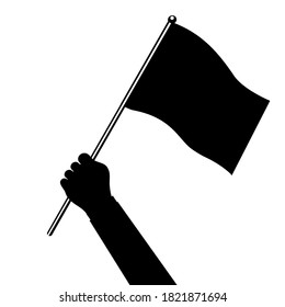 A silhouette of a man raising a flag. vector illustration 