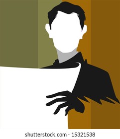 silhouette of a man reading	