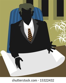 silhouette of a man reading	