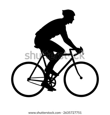 Silhouette of a man riding a bicycle. Vector illustration