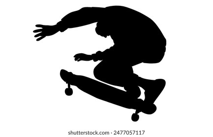 silhouette of man riding skate and performing jump trick