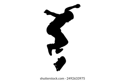 silhouette of man riding skate and performing jump trick