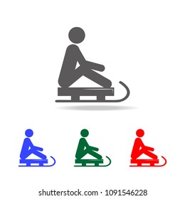 silhouette of a man riding a sleigh icon. Elements of winter in multi colored icons. Premium quality graphic design icon. Simple icon for websites, web design, mobile app on white background