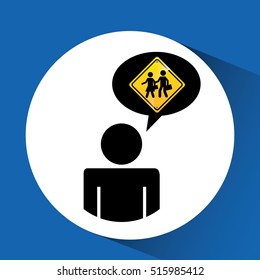 silhouette man road sign school zone icon vector illustration eps 10