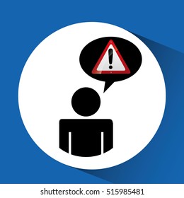 silhouette man road sign warning vector illustration eps 10
