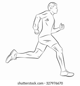 silhouette man runner on a white background , isolated illustration