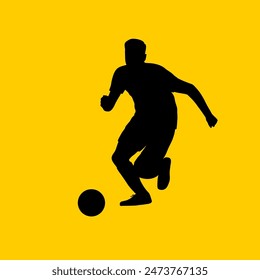 silueta de un hombre corriendo tras una Ilustración vectorial de pelota