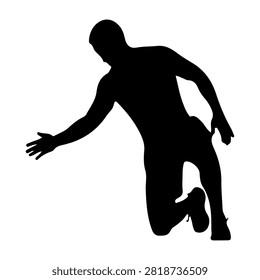 Silhouette of a man running, captured in motion, emphasizing energy and movement, with a plain background for versatile use in sports or fitness themes.