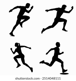Silhouette Man executando a ilustração do vetor da coleção