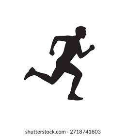 La silueta de un hombre corriendo con postura dinámica y movimiento fluido transmite energía y forma física