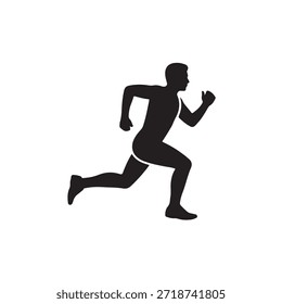 Silhouette of a man running with dynamic posture and fluid motion conveys energy and fitness