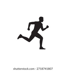 La silueta de un hombre corriendo con postura dinámica y movimiento fluido transmite energía y forma física