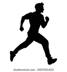 silhouette of a man running fast