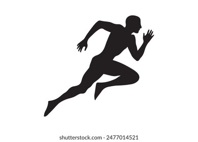 The silhouette of a man running fast captures the essence of speed and determination. His figure, outlined against a contrasting background, shows every muscle in motion, emphasizing his swift pace.